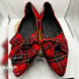 Plaid Red Bow Flats